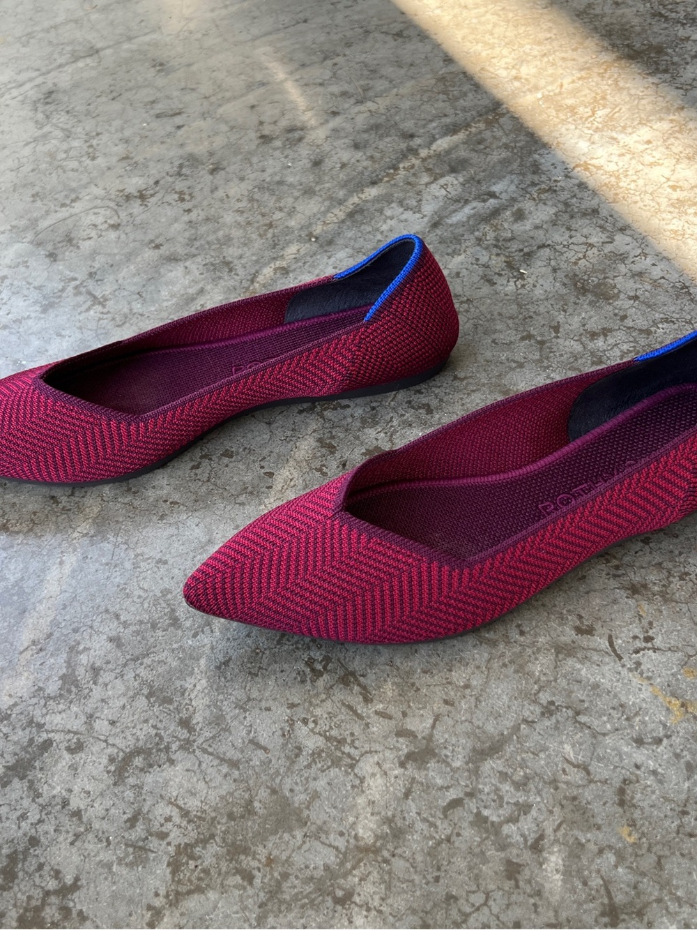 Rothy’s The Point Cabernet Herringbone Magenta / Maroon Flats Women's 6.5 - Picture 10 of 11